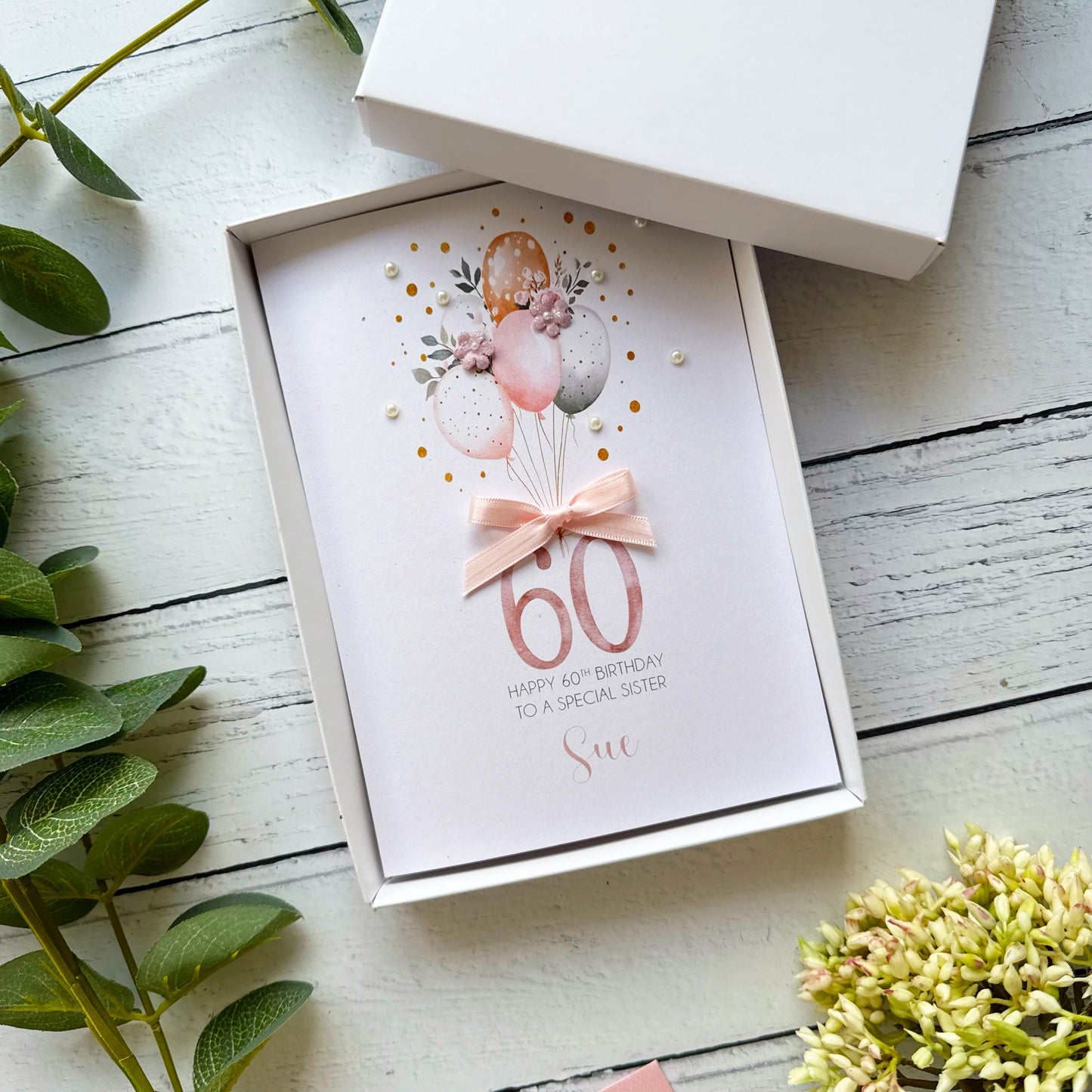Personalised Boho Balloon 60th Birthday Card