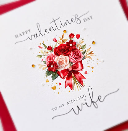 Beautiful Bouquet Personalised Valentines Day Card