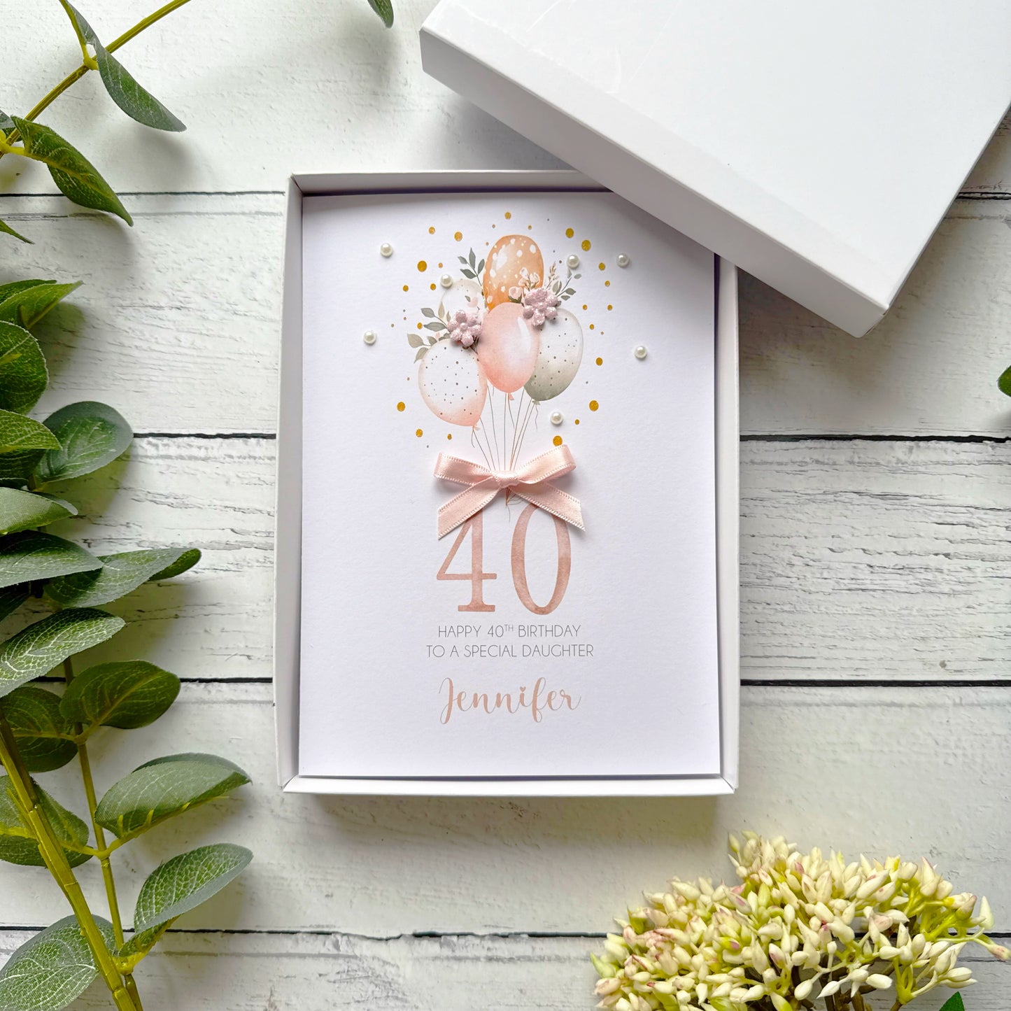 Personalised Boho Balloon 40th Birthday Card