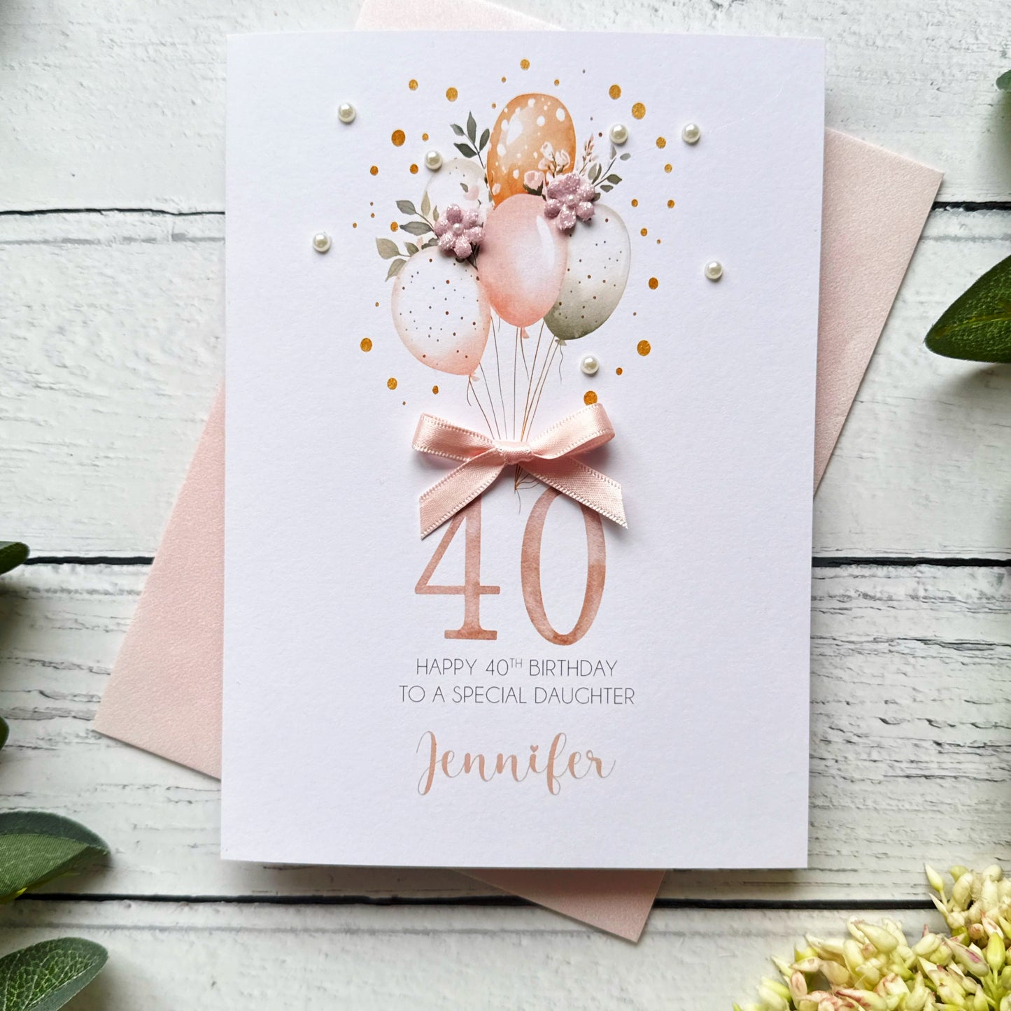 Personalised Boho Balloon 40th Birthday Card