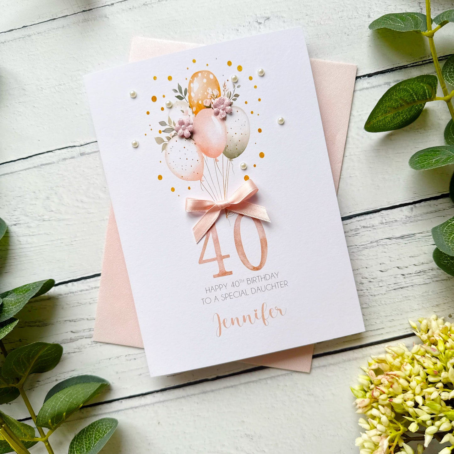 Personalised Boho Balloon 40th Birthday Card