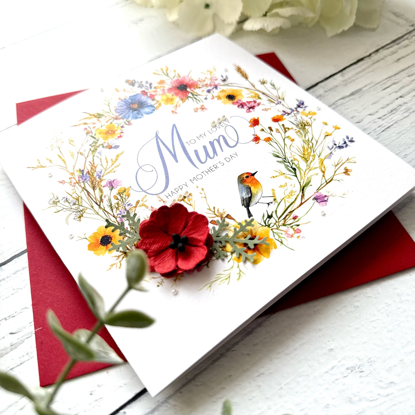 Personalised Floral Mother's Day Card - Poppy Design