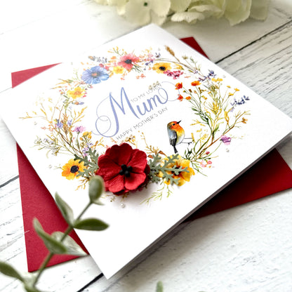 Personalised Floral Mother's Day Card - Poppy Design