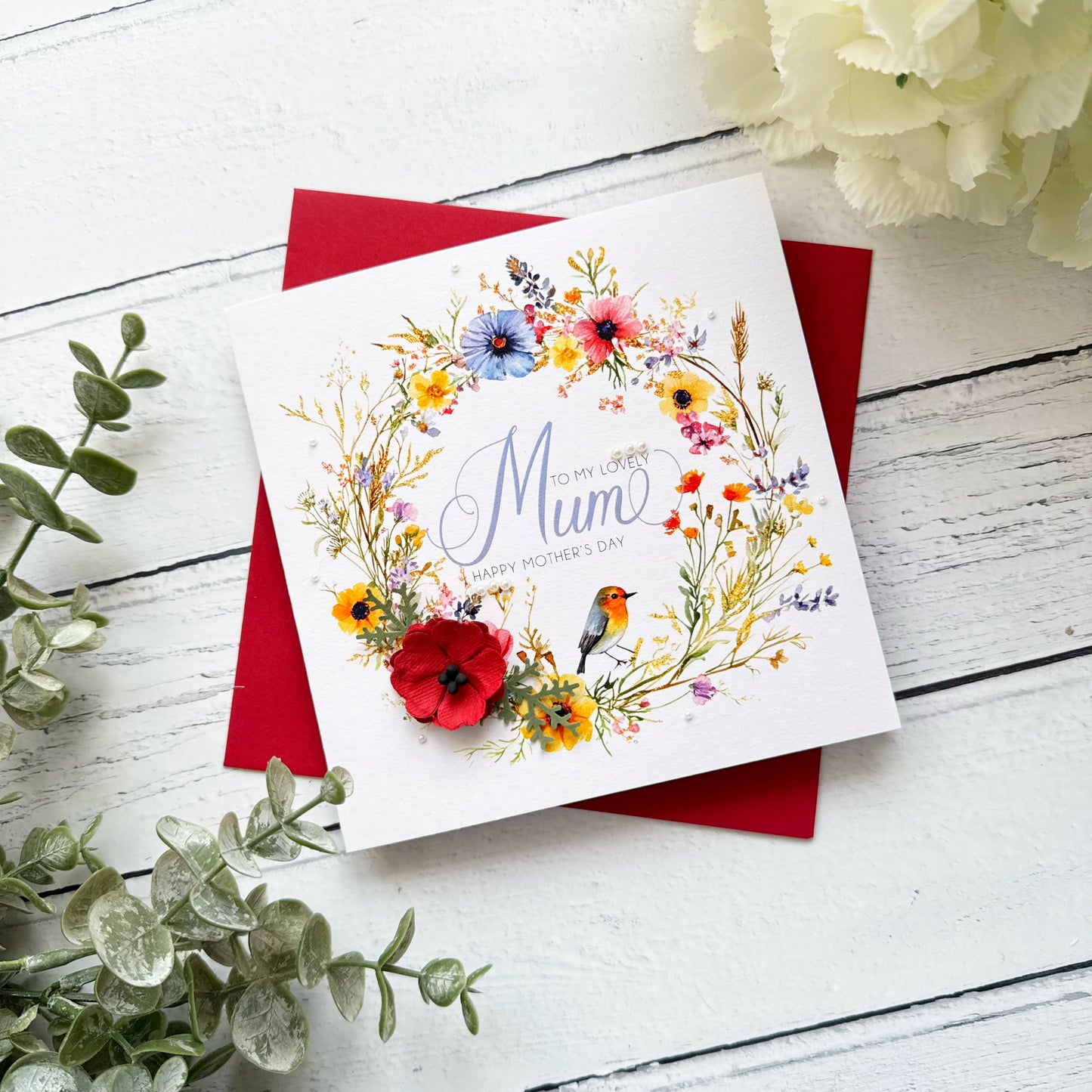 Personalised Floral Mother's Day Card - Poppy Design
