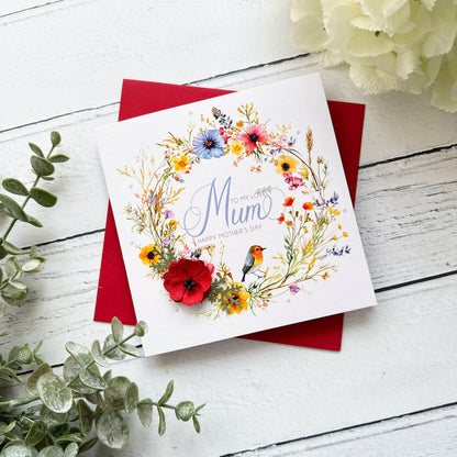 Personalised Floral Mother's Day Card - Poppy Design