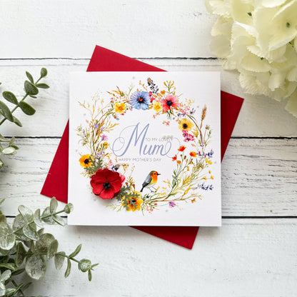 Personalised Floral Mother's Day Card - Poppy Design