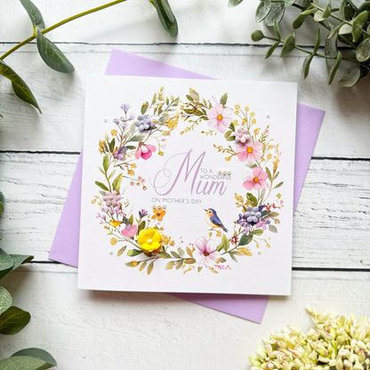 Personalised Floral Mother's Day Card - Lilac and Yellow