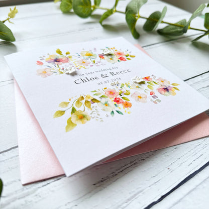 Handmade Wedding Card - Pretty Pansy Frame Design