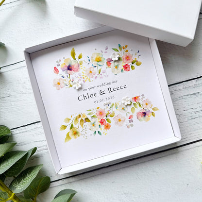 Handmade Wedding Card - Pretty Pansy Frame Design
