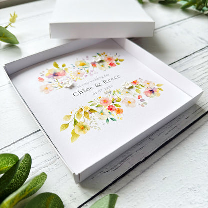 Handmade Wedding Card - Pretty Pansy Frame Design