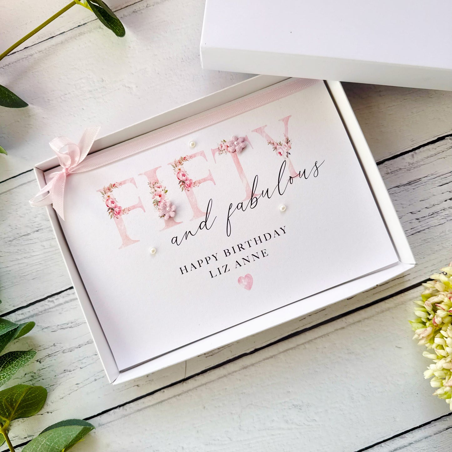 Fifty and Fabulous: Handmade Floral Birthday Card