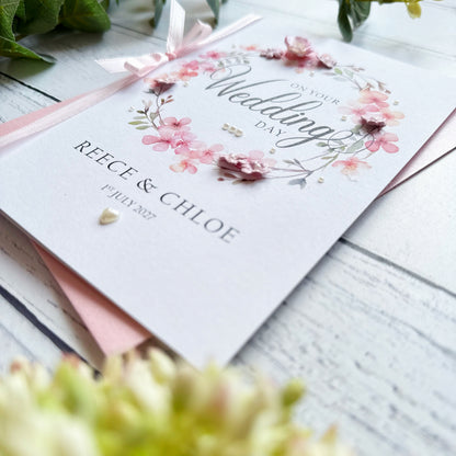 Cherry Blossom Personalised Wedding Card