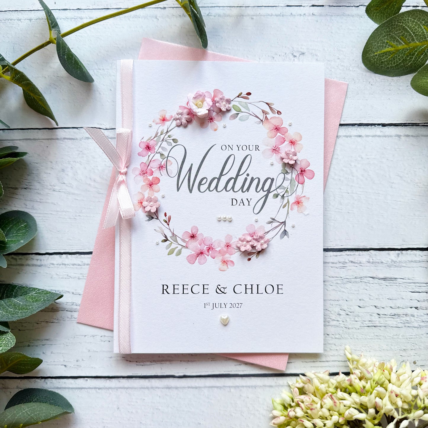 Cherry Blossom Personalised Wedding Card