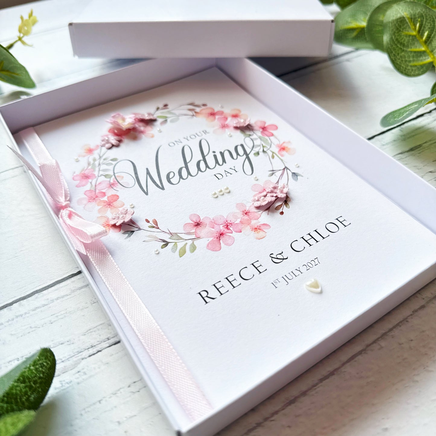 Cherry Blossom Personalised Wedding Card