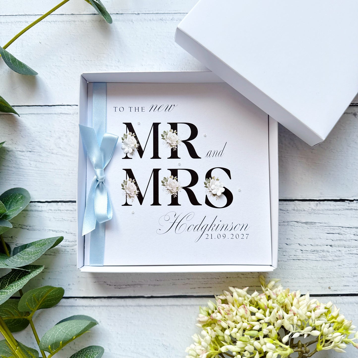 Personalised Mr & Mrs Wedding Card - Choice of Ribbon