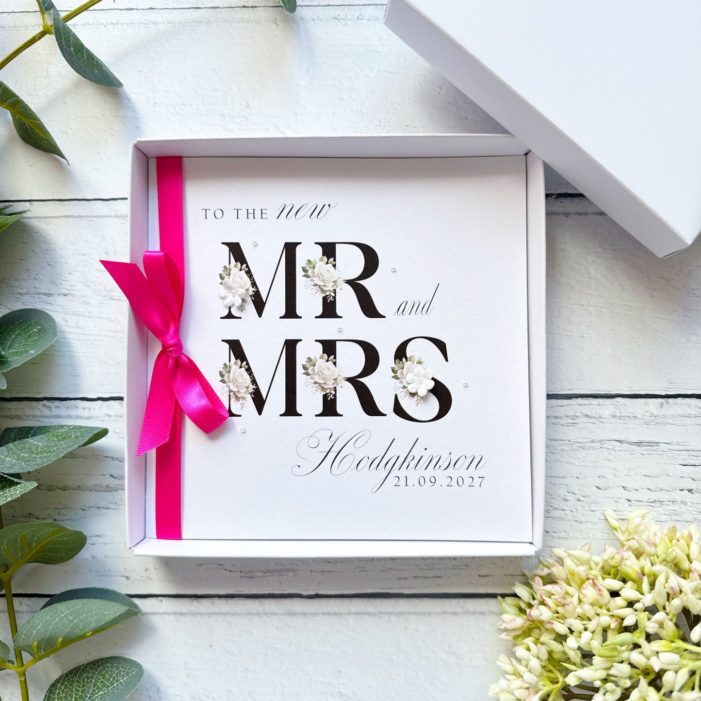 Personalised Mr & Mrs Wedding Card - Choice of Ribbon