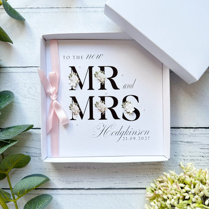 Personalised Mr & Mrs Wedding Card - Choice of Ribbon