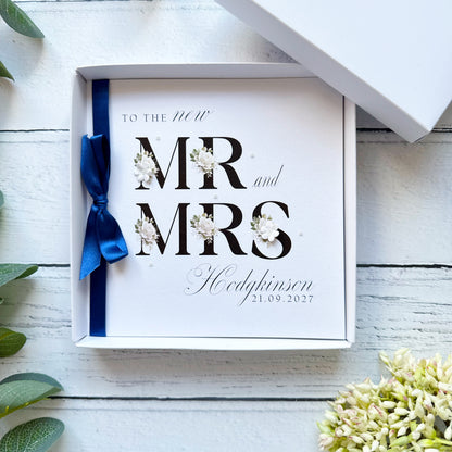 Personalised Mr & Mrs Wedding Card - Choice of Ribbon