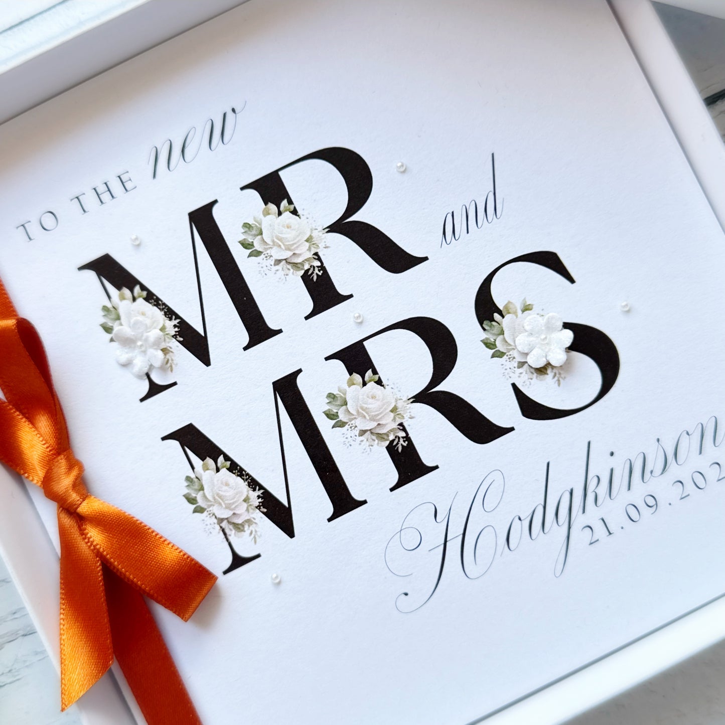 Personalised Mr & Mrs Wedding Card - Choice of Ribbon