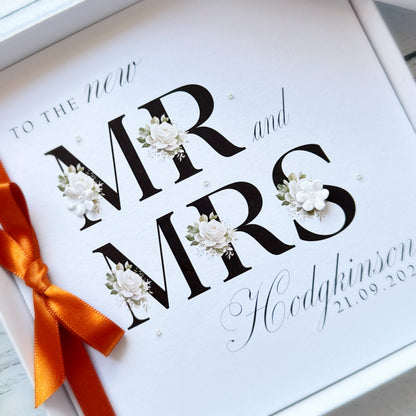 Personalised Mr & Mrs Wedding Card - Choice of Ribbon