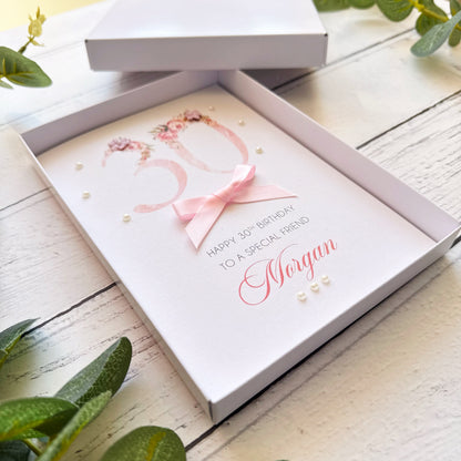 Pretty Pink 30th Birthday Card