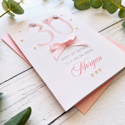 Pretty Pink 30th Birthday Card