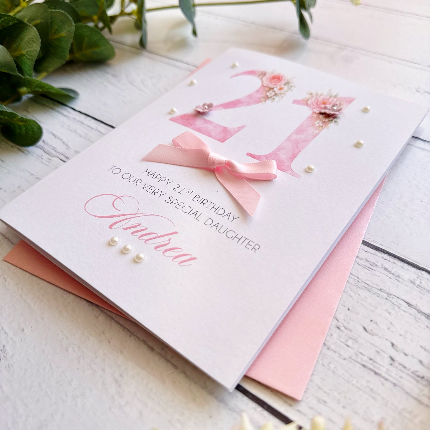 Pretty Pink 21st Birthday Card