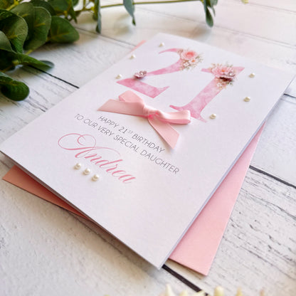 Pretty Pink 21st Birthday Card