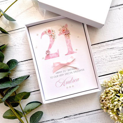 Pretty Pink 21st Birthday Card