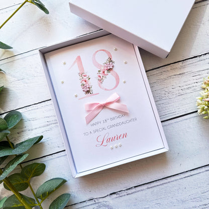 Pretty Pink 18th Birthday Card