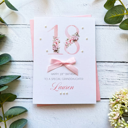 Pretty Pink 18th Birthday Card