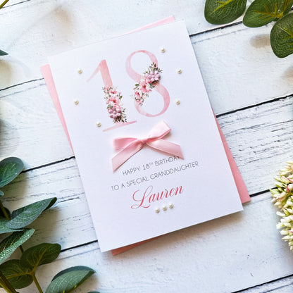 Pretty Pink 18th Birthday Card