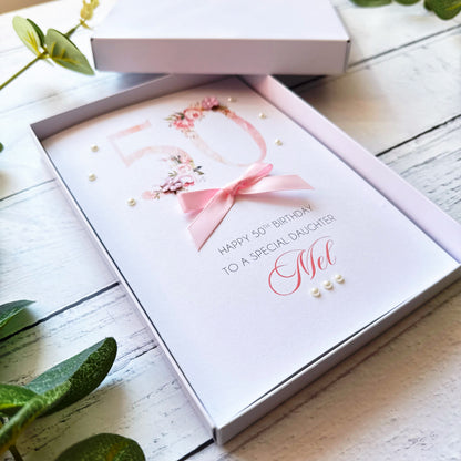 Pretty Pink 50th Birthday Card