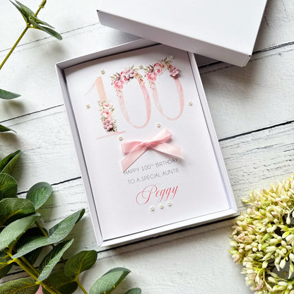Pretty Pink 100th Birthday Card