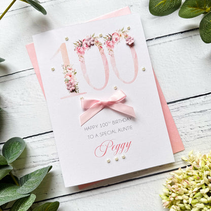 Pretty Pink 100th Birthday Card