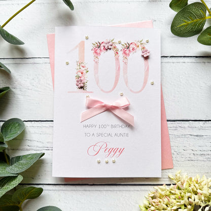 Pretty Pink 100th Birthday Card