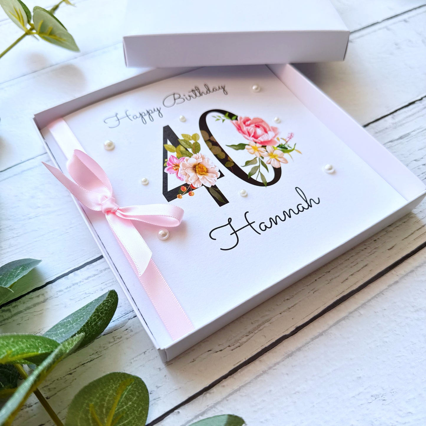 Personalised Floral Number 40th Birthday Card