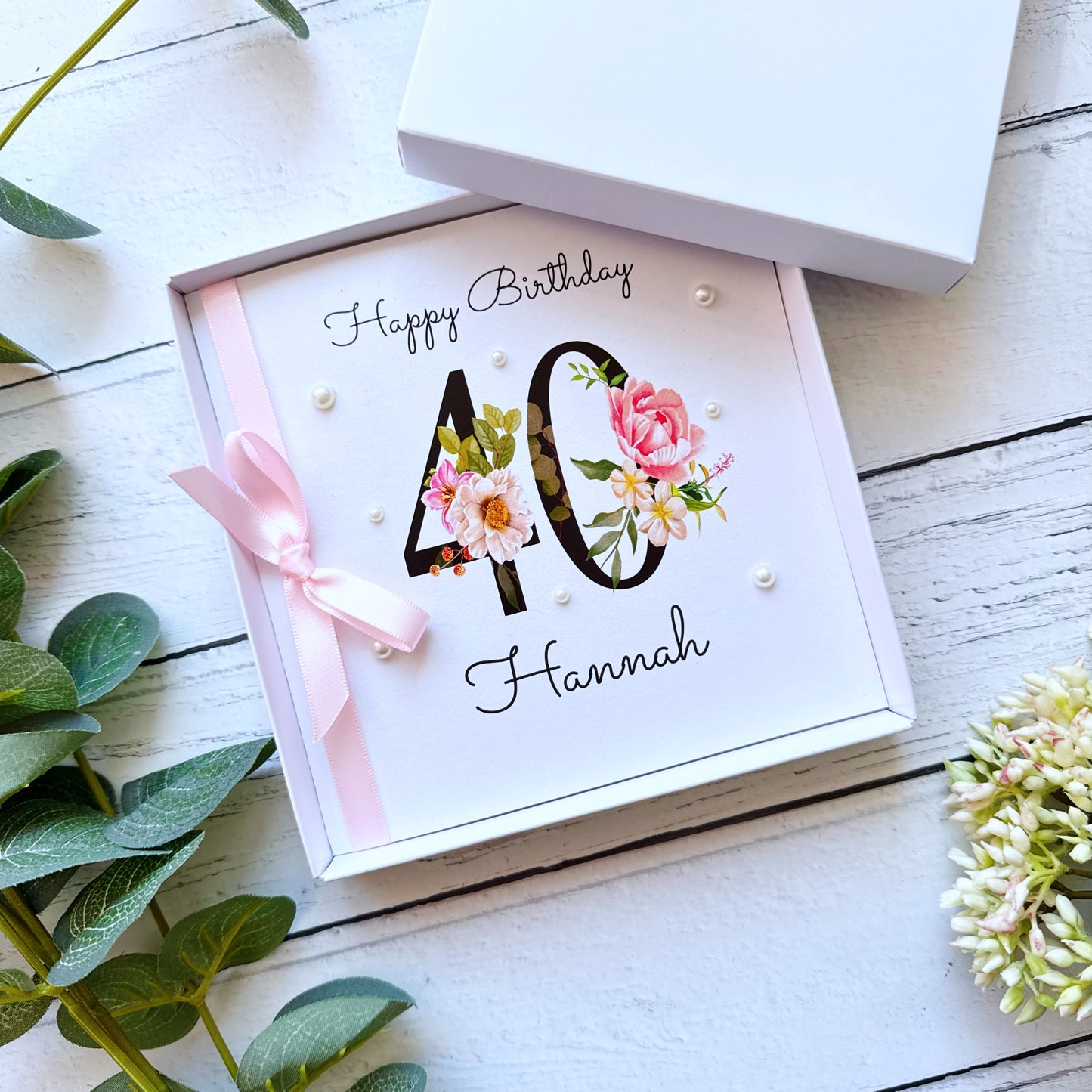 Personalised Floral Number 40th Birthday Card