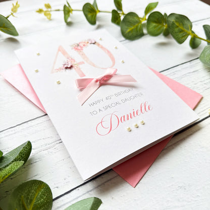 Pretty Pink 40th Birthday Card