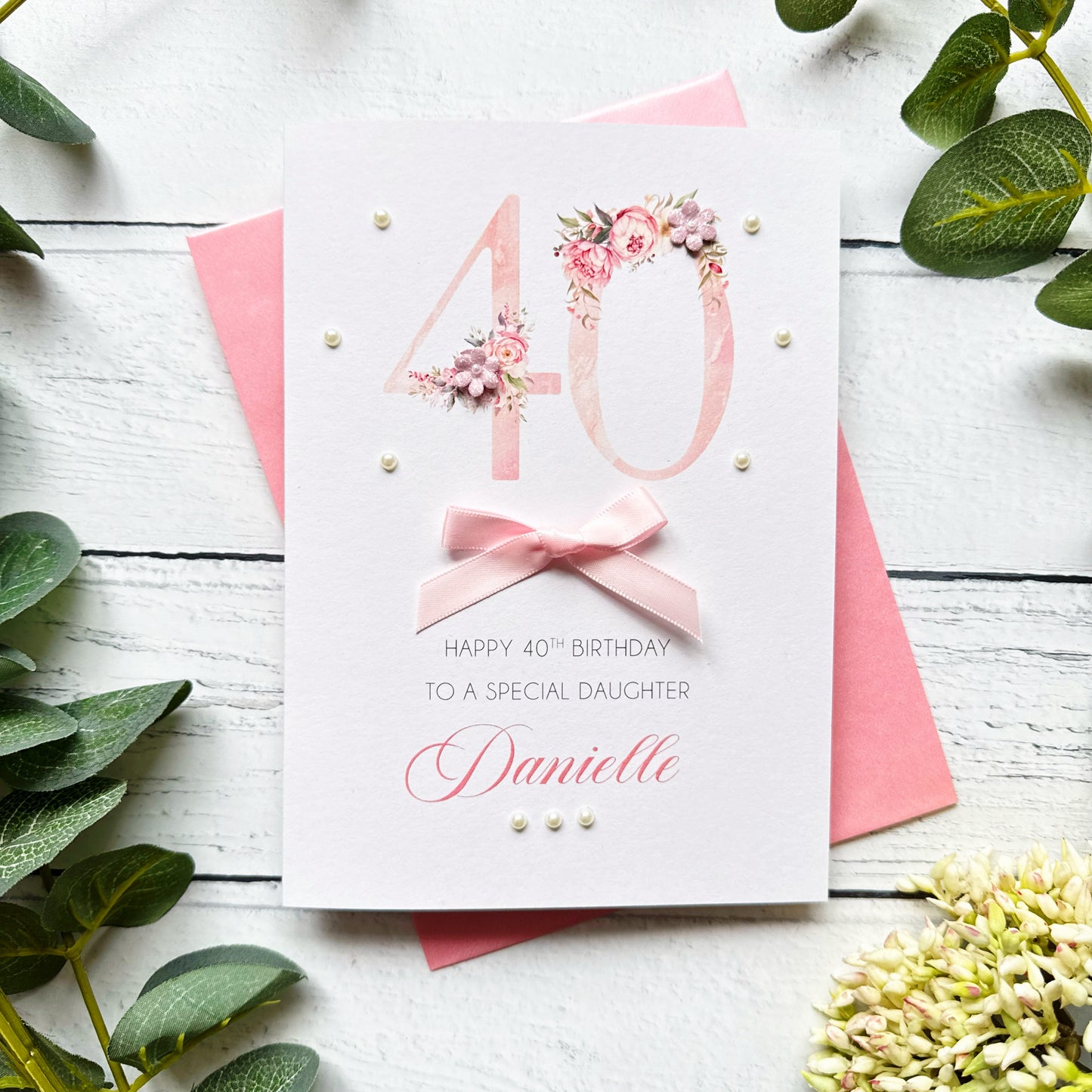Pretty Pink 40th Birthday Card
