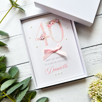 Pretty Pink 40th Birthday Card