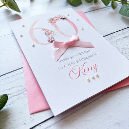 Pretty Pink 60th Birthday Card