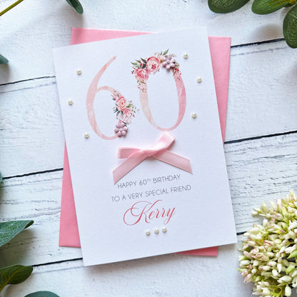 Pretty Pink 60th Birthday Card