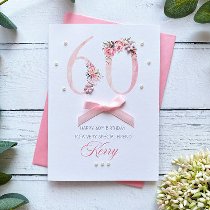 Pretty Pink 60th Birthday Card