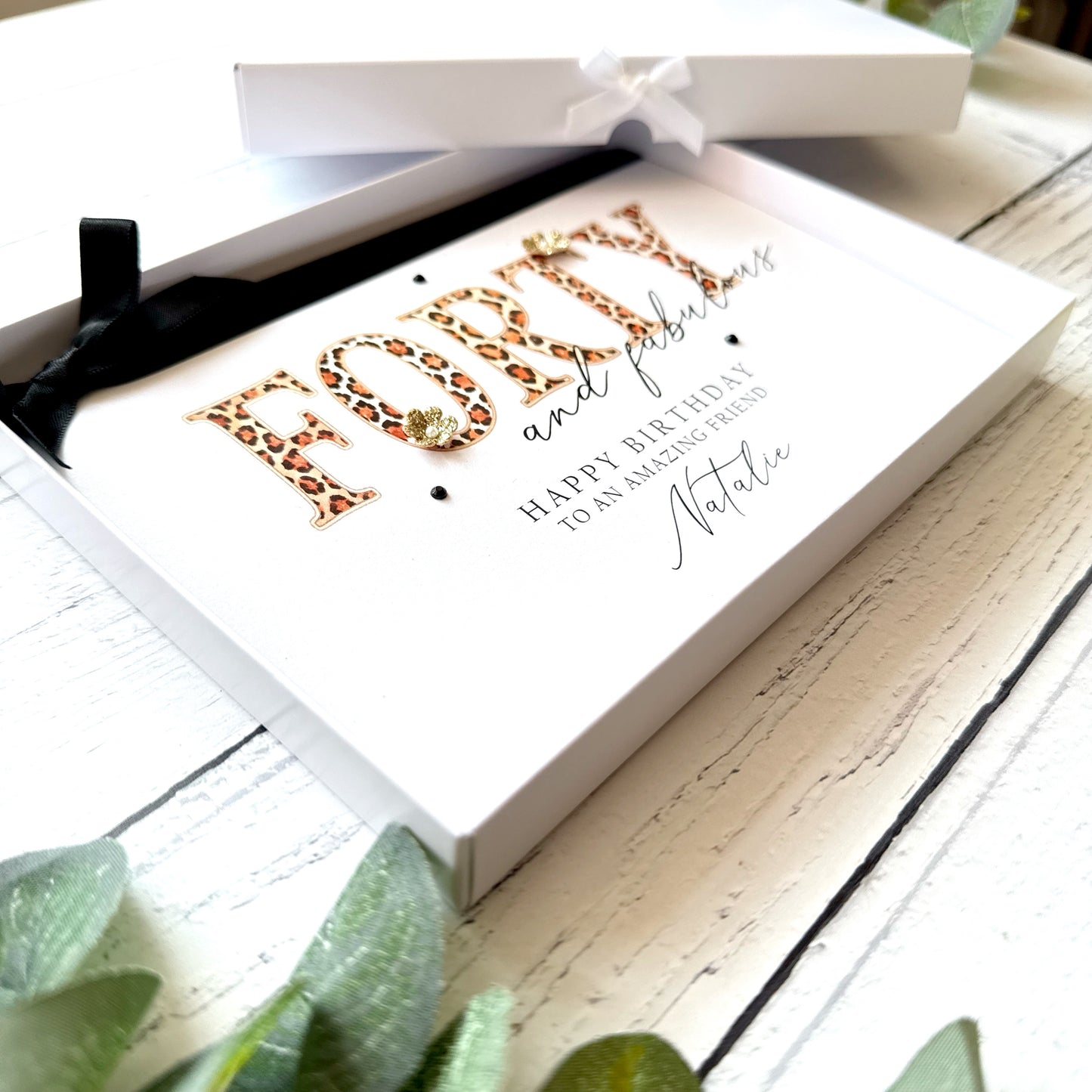 Forty and Fabulous Leopard Print Birthday Card - Personalised