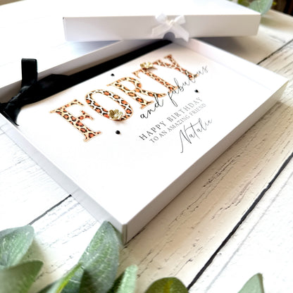 Forty and Fabulous Leopard Print Birthday Card - Personalised