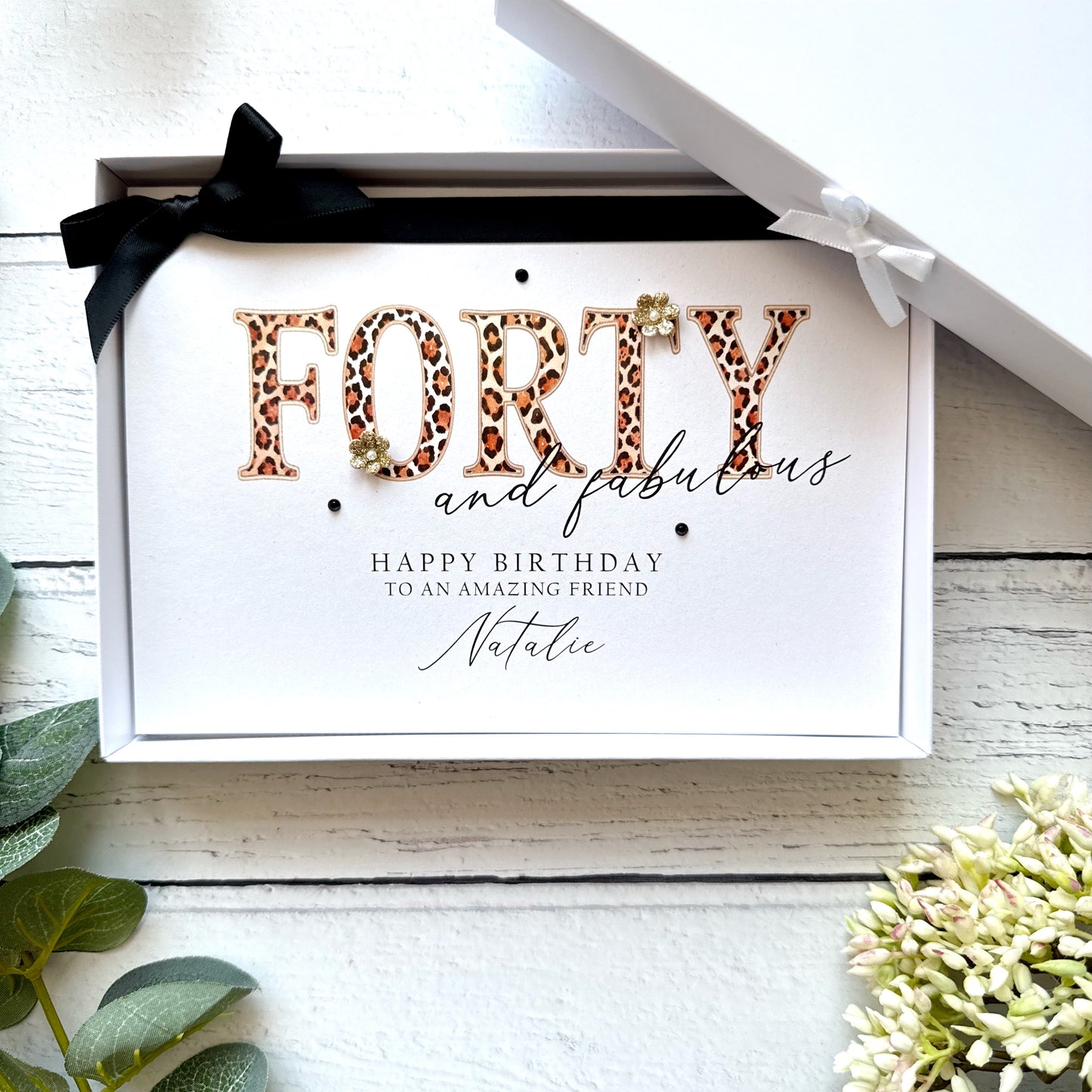 Forty and Fabulous Leopard Print Birthday Card - Personalised