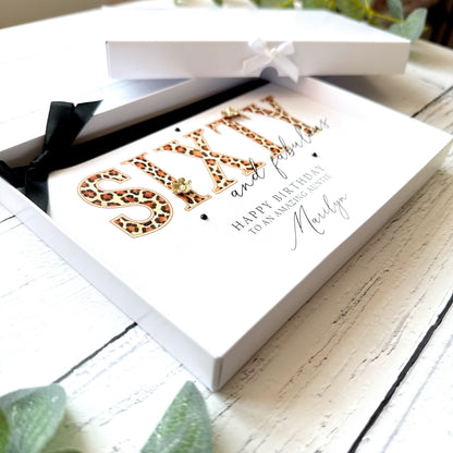 Sixty and Fabulous Leopard Print Birthday Card - Personalised
