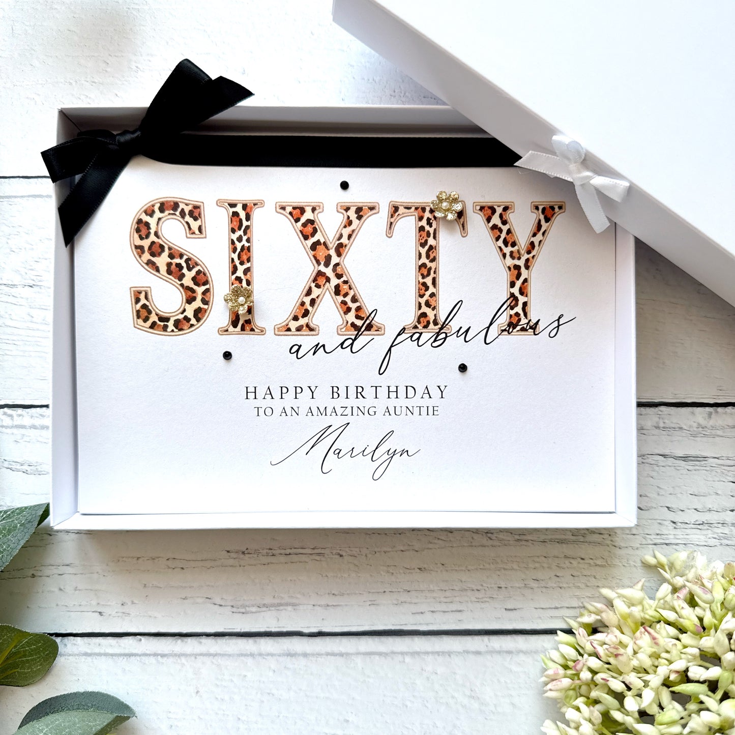 Sixty and Fabulous Leopard Print Birthday Card - Personalised