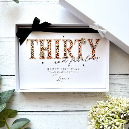 Thirty and Fabulous Leopard Print Birthday Card - Personalised